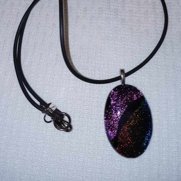 Dichroic Glass Hippie Bohemian Pendant Necklace - Picture 1 of 2